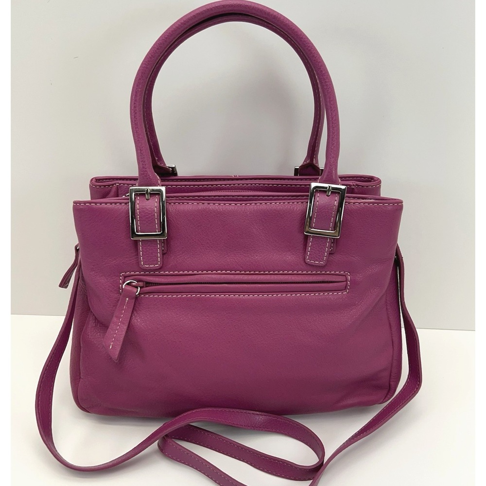 GIANI BERNINI Leather Satchel Pink Crossbody Bag Top Handle Multi Dividers Purse